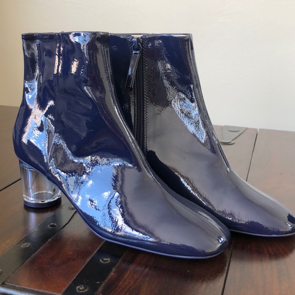 BNWT Zara Blue Patent Leather Booties